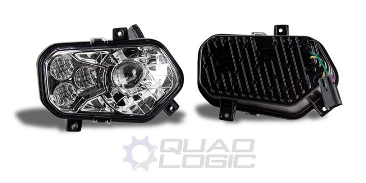 Scrambler RZR Sportsman Ranger Chrome LED Headlights w/Adapter Harnesses Polaris